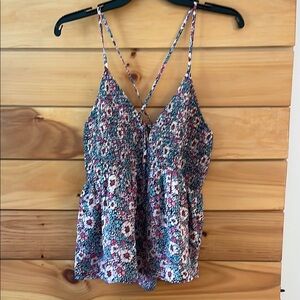 American Eagle Outfitters Blue Fitted Tie Front Camisole